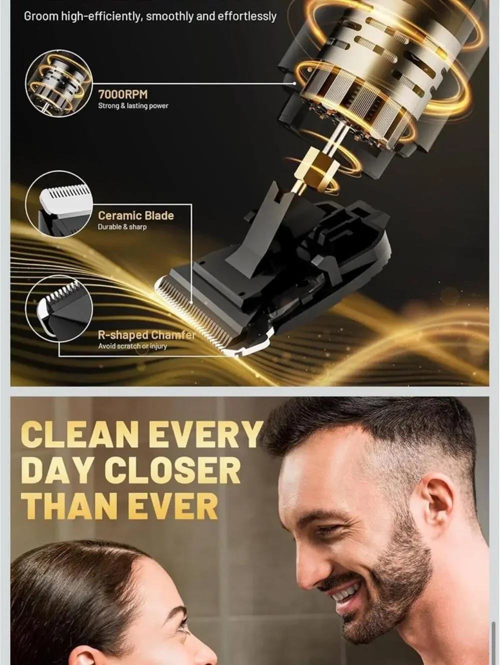 Men's Black & Gold Body Trimmer - Precision Grooming Tool